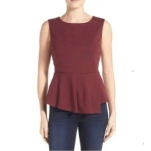 Halogen Peplum Burgundy Knit Top